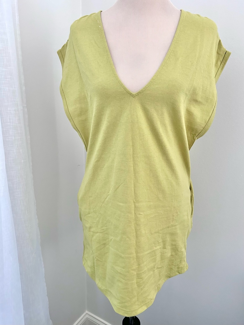 ☀️(A459) NEW Free People Free-est Alex Cotton Jersey Mini Dress. Green. Large - Picture 4 of 13